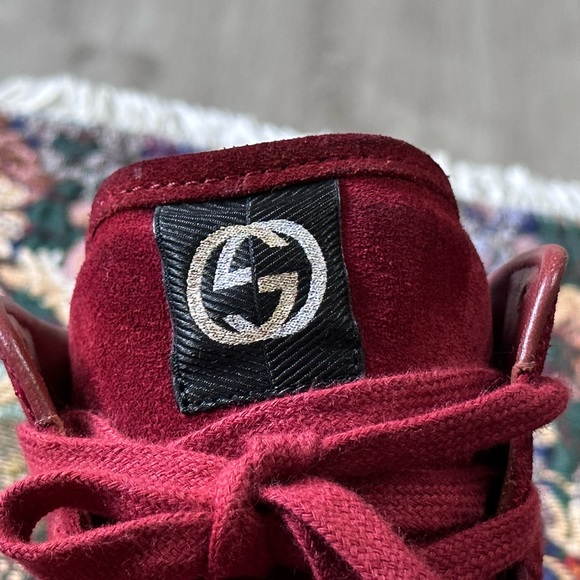 Gucci GG Hightop Red Suede Leather Men’s Fashion Sneakers Size 13 C - Picture 7 of 13
